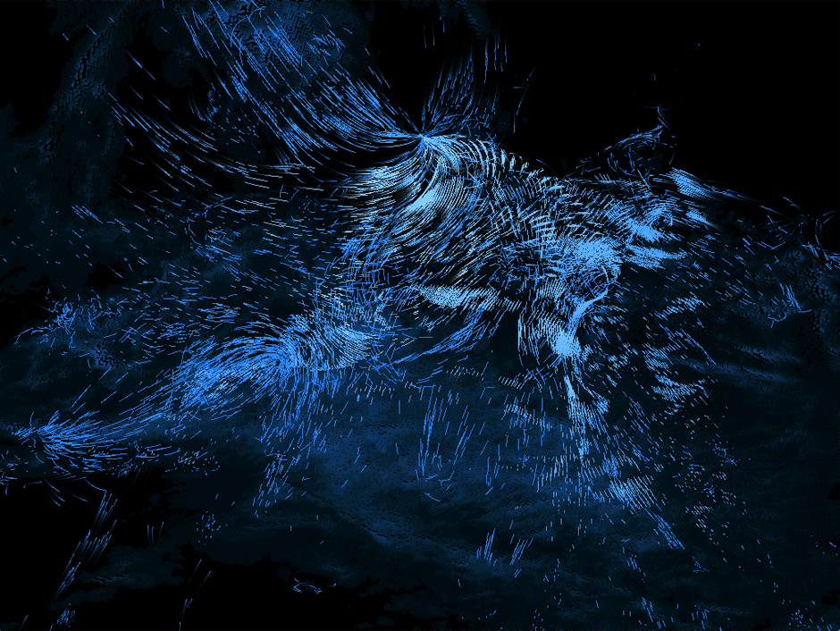 thicket of lines pulled towards cities in the midwest