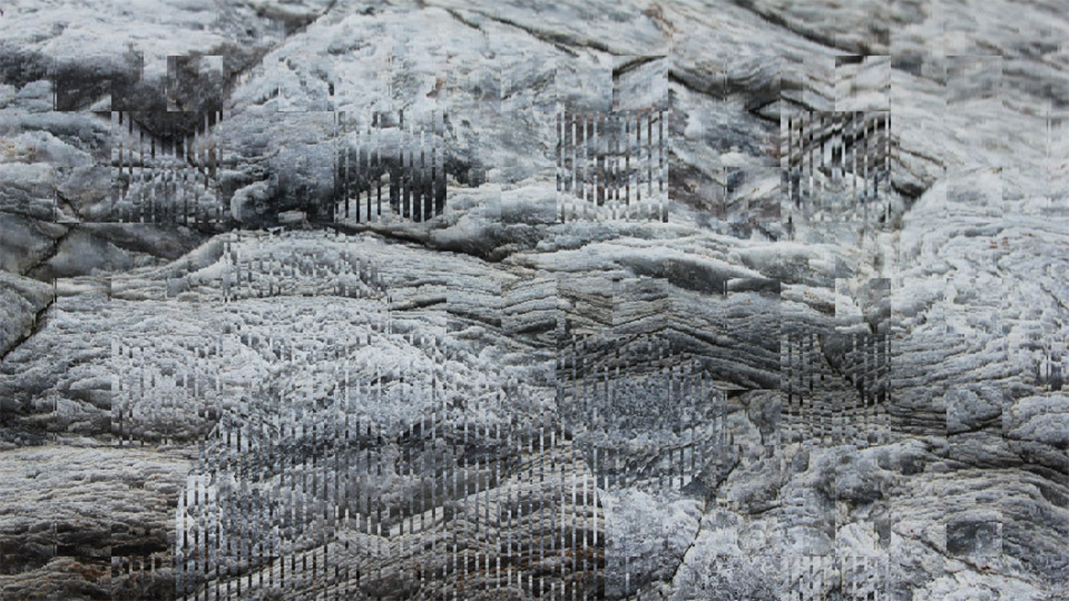 Photographs of stone formations interwoven with each other.