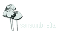 drawing of mushrooms growing above the word 'sansumbrella'